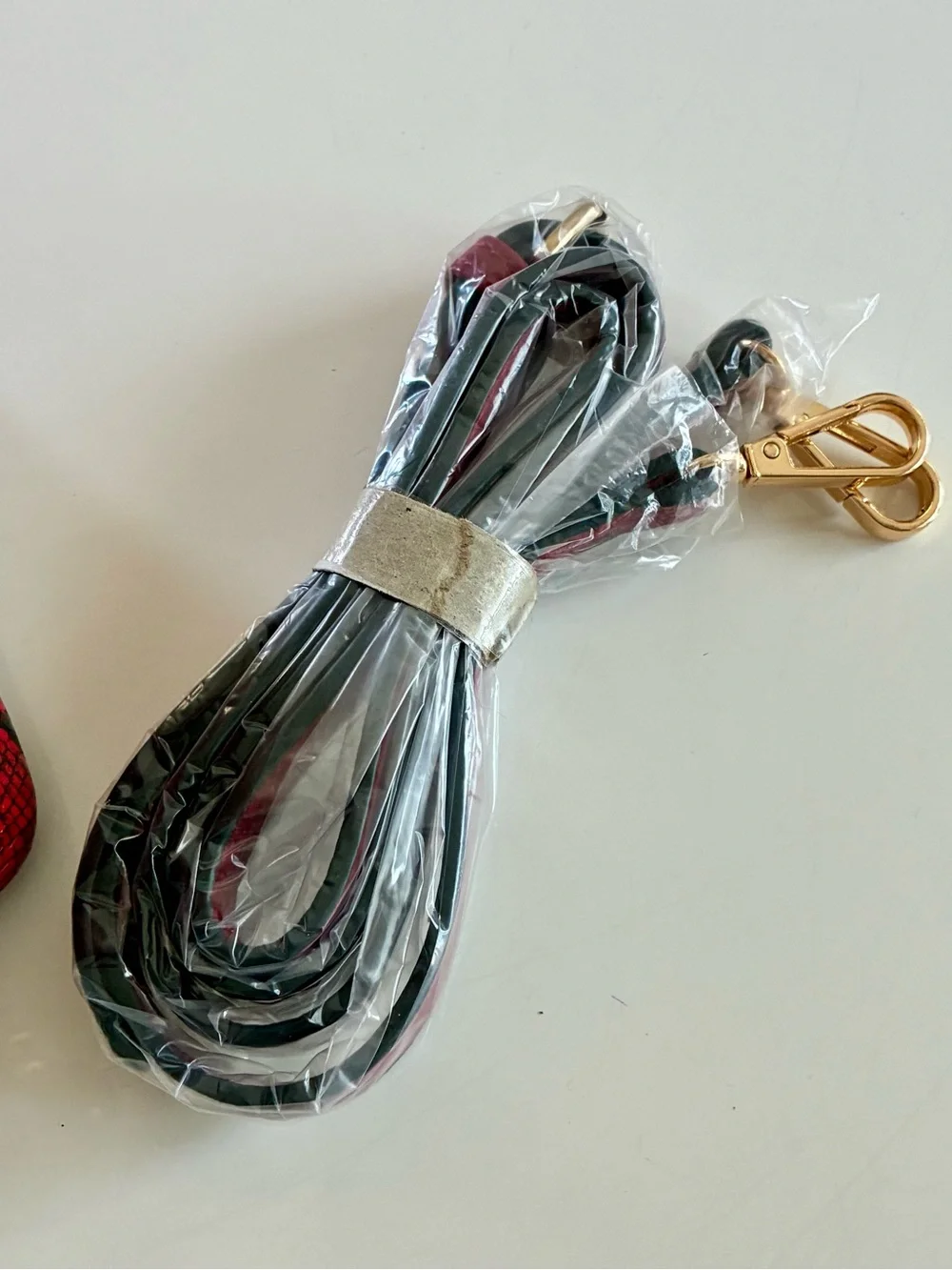 Red Polyurethane Snake-Print Top Handle Bag w/Crossbody Strap NEW UNUSED - READ